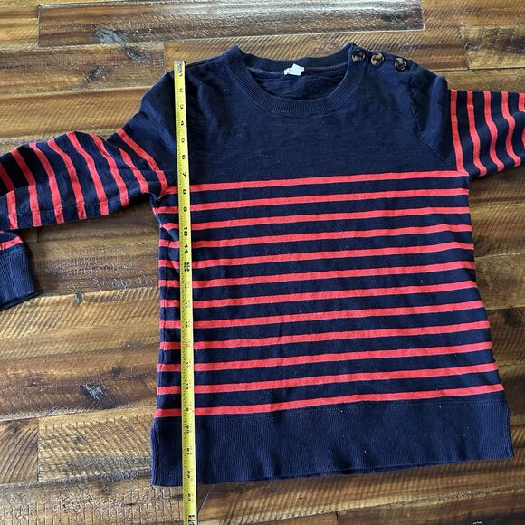 J.Crew Women's Size Small Blue Red Striped Sweater Crew Neck Long Sleeve - Picture 6 of 7